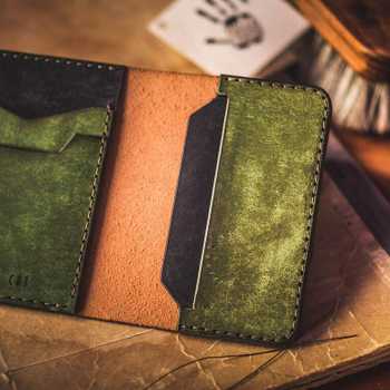 Geometric leather card holder